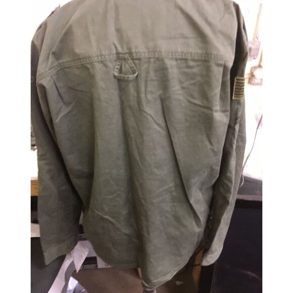 MASH Tv Show Mens Size XXL HAWKEYE Olive Green Army Collared Long Sleeved Shirt - Picture 4 of 6